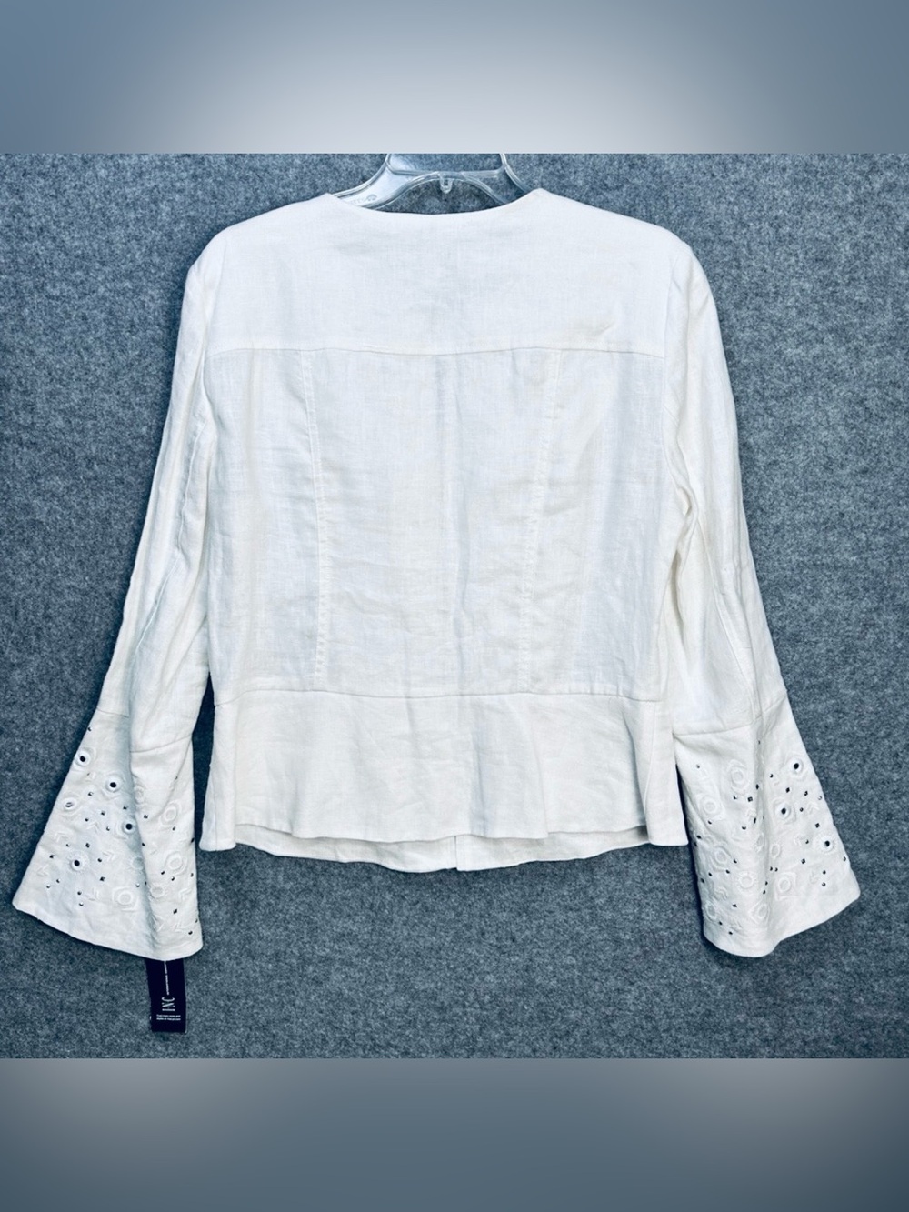INC Size L White Linen Mirror Zip Jacket Boho-Chic Coastal Cottagecore Western - Picture 7 of 8